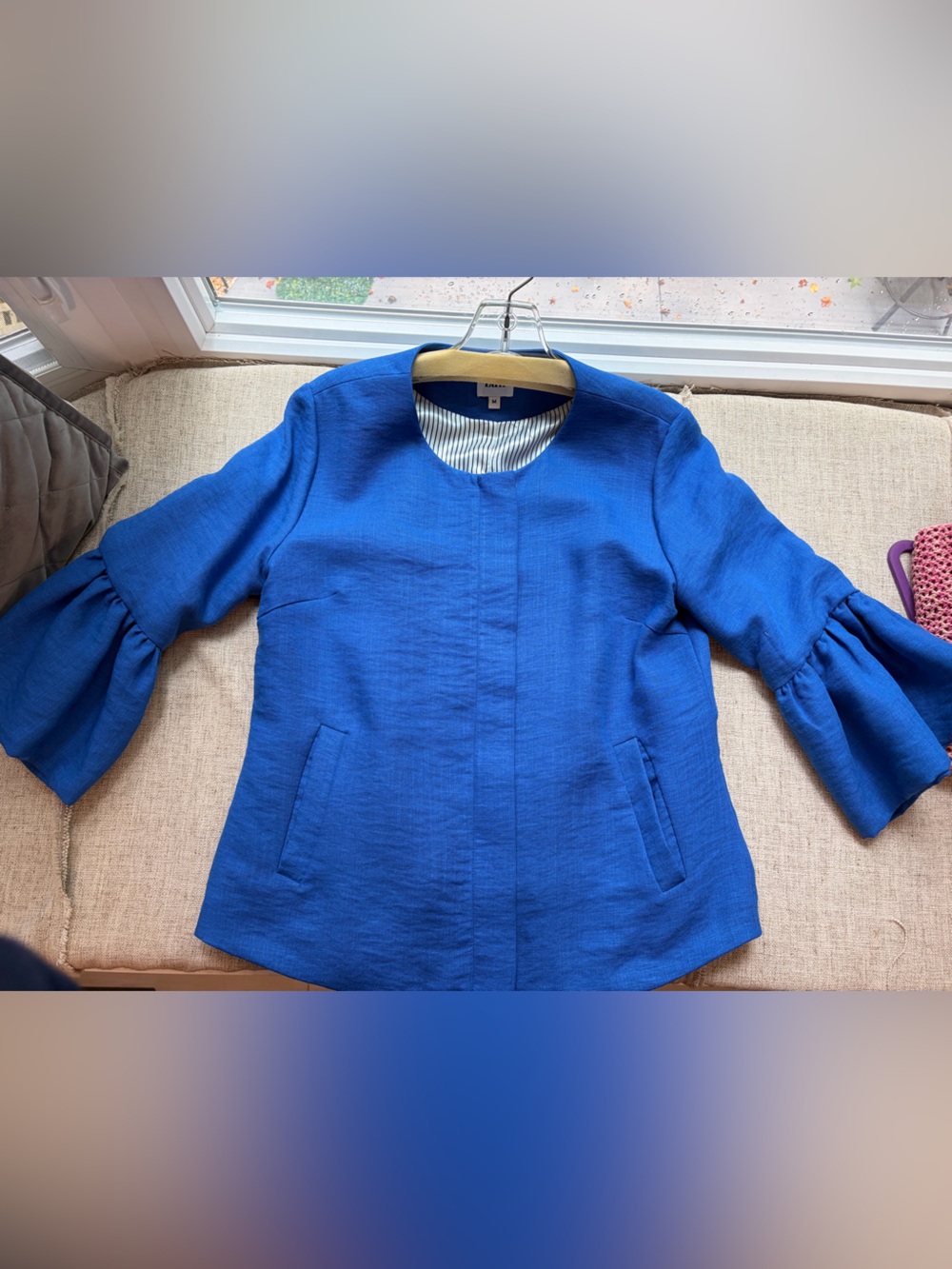 Luii Royal Blue Ruffle Sleeve Jacket